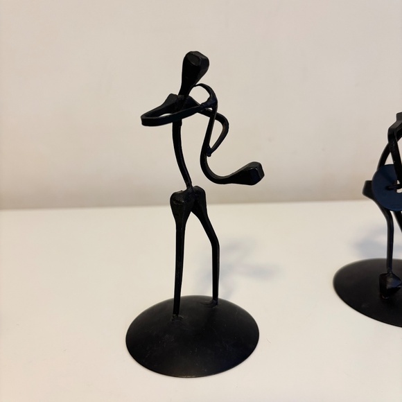 Set of 5 Vintage Spanish Abstract Wrought Iron Figural Musical Sculptures Black - Picture 6 of 8